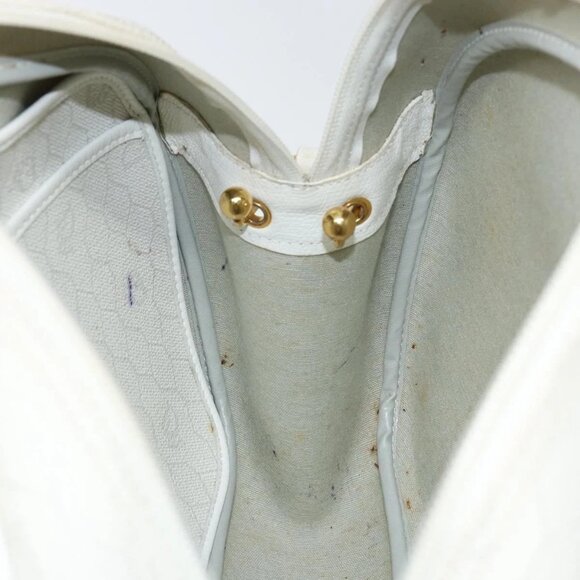 Christian Dior Honeycomb Canvas Shoulder Bag PVC White Gold Auth 142676 - Picture 11 of 16